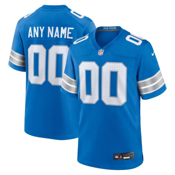 Men's Detroit Lions   Blue Custom Game Jersey