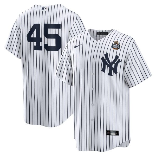 Men's New York Yankees #45 Gerrit Cole  White 2024 World Series Home Replica Player Jersey