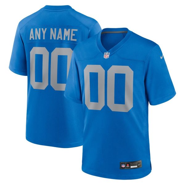 Men's Detroit Lions  Blue Alternate Custom Game Jersey