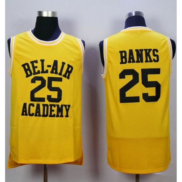 Bel-Air Academy #25 Banks Gold Stitched Basketball Jersey
