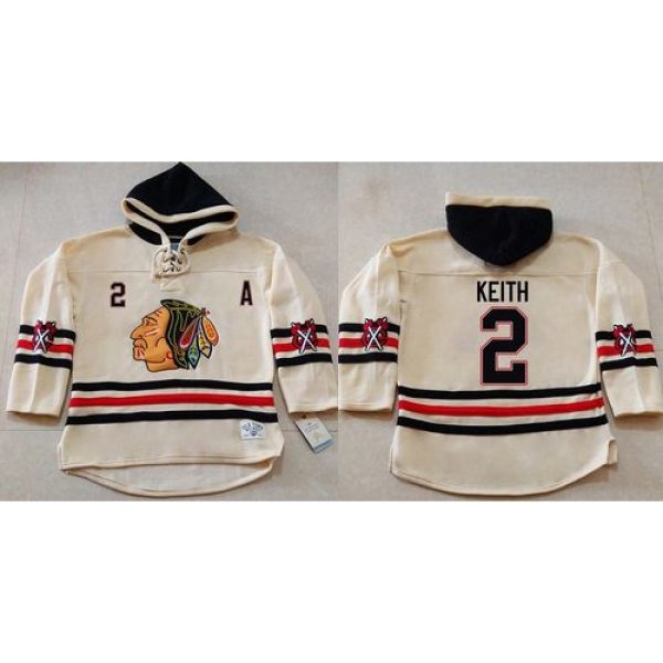 Blackhawks #2 Duncan Keith Cream Heavyweight Pullover Hoodie Stitched NHL Jersey