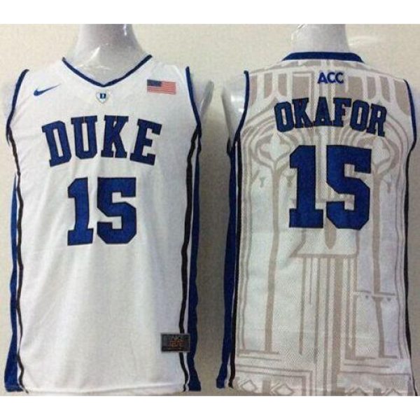 Blue Devils #15 Jahlil Okafor White Basketball Stitched NCAA Jersey