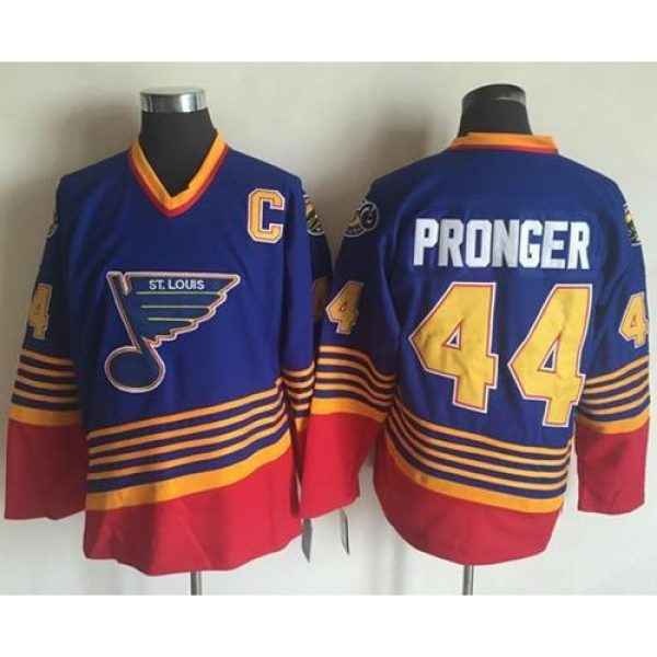 Blues #44 Chris Pronger Light Blue/Red CCM Throwback Stitched NHL Jersey