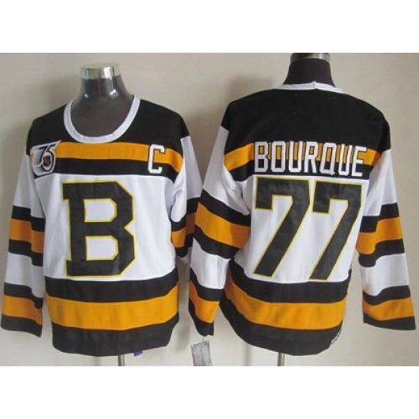 Bruins #77 Ray Bourque White CCM Throwback 75TH Stitched NHL Jersey