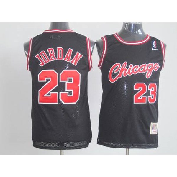 Bulls #23 Michael Jordan Black  Throwback Stitched NBA Jersey