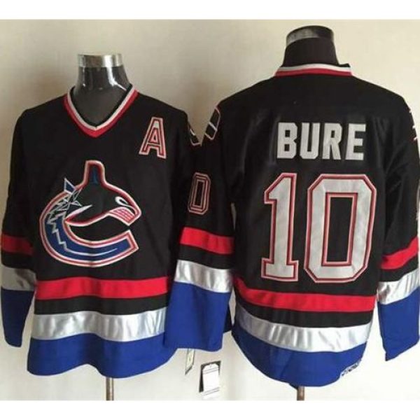 Canucks #10 Pavel Bure Black/Blue CCM Throwback Stitched NHL Jersey