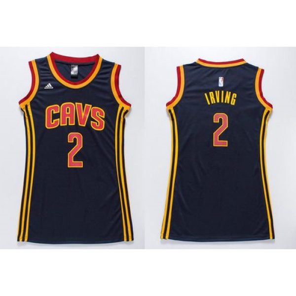 Cavaliers #2 Kyrie Irving Navy Blue Women's Dress Stitched NBA Jersey