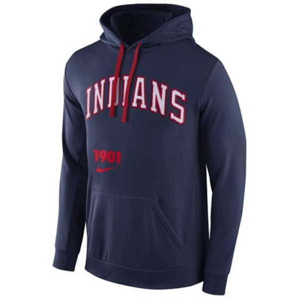 Cleveland indians  Cooperstown Performance Pullover Navy Blue MLB Hoodie