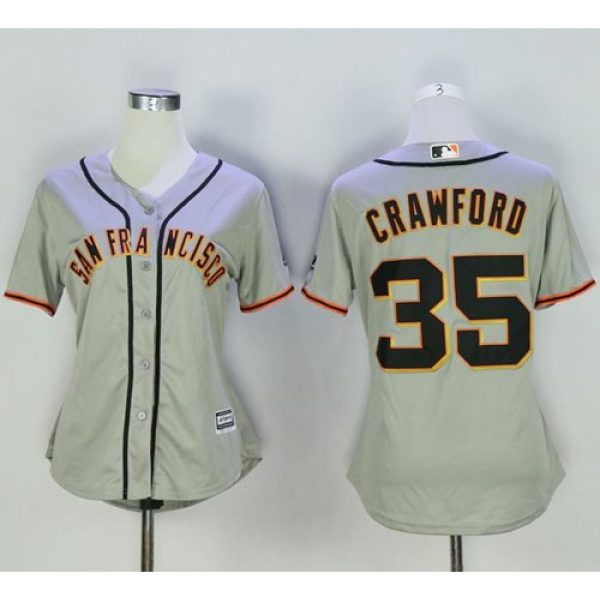 Giants #35 Brandon Crawford Grey Women's Road Stitched MLB Jersey