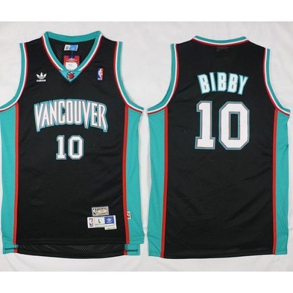 Grizzlies #10 Mike Bibby Black Throwback Stitched NBA Jersey