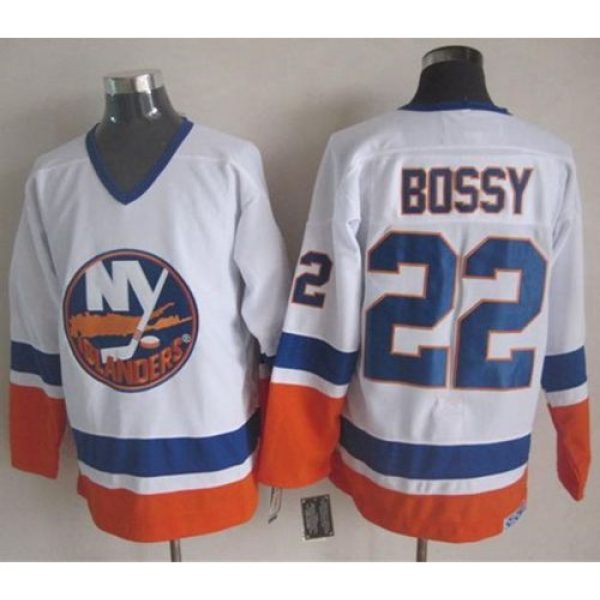 Islanders #22 Mike Bossy White CCM Throwback Stitched NHL Jersey