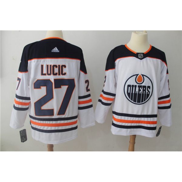 Men's  Edmonton Oilers #27 Milan Lucic White Stitched NHL Jersey