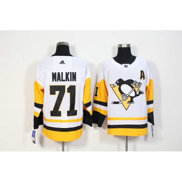 Men's  Pittsburgh Penguins #71 Evgeni Malkin White Stitched NHL Jersey