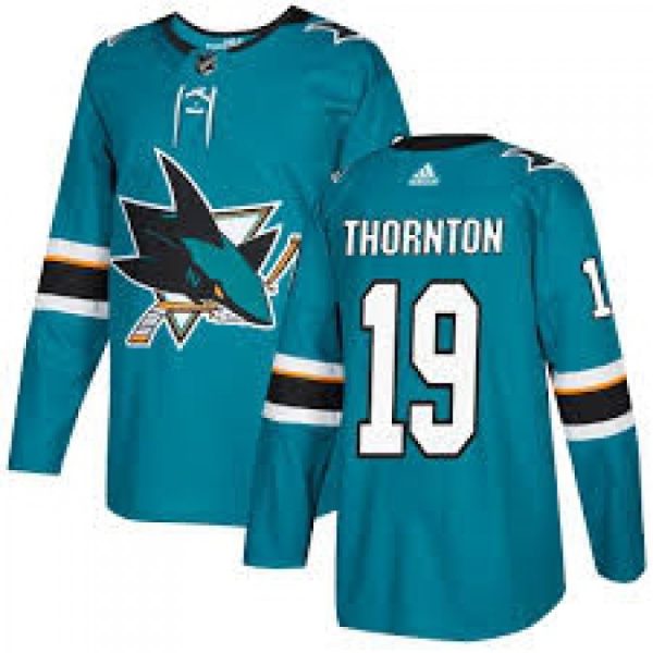 Men's  San Jose Sharks #19 Joe Thornton Teal Stitched NHL Jersey