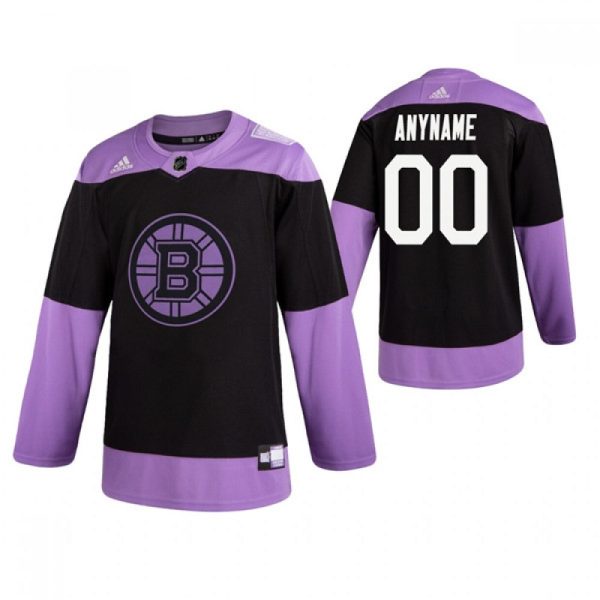 Men's Boston Bruins  Black Hockey Fights Cancer Custom Practice NHL Stitched Jersey