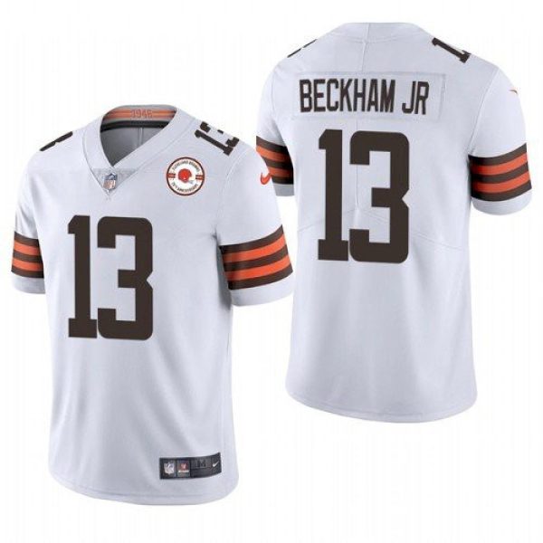 Men's Cleveland Browns #13 Odell Beckham Jr. 2021 White 75th Anniversary Vapor Untouchable Limited Stitched NFL Jersey