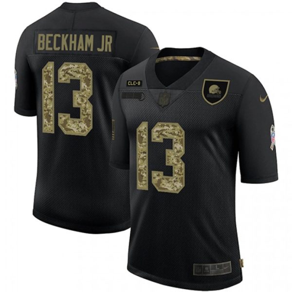 Men's Cleveland Browns #13 Odell Beckham Jr.  2020 Black Camo Salute To Service Limited Stitched Jersey
