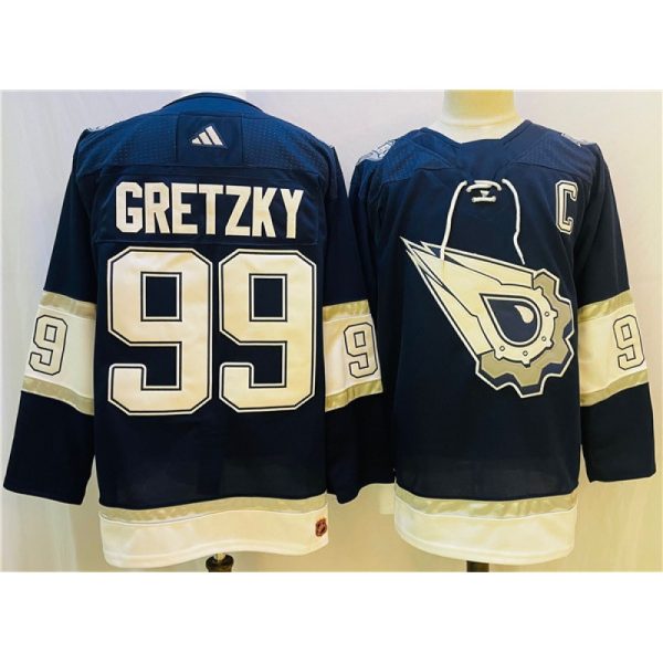 Men's Edmonton Oilers #99 Wayne Gretzky Navy/White  Stitched Jersey
