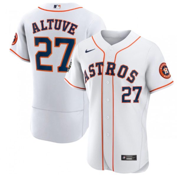 Men's Houston Astros  #27 Jose Altuve White 2022 World Series Flex Base Stitched Baseball Jersey