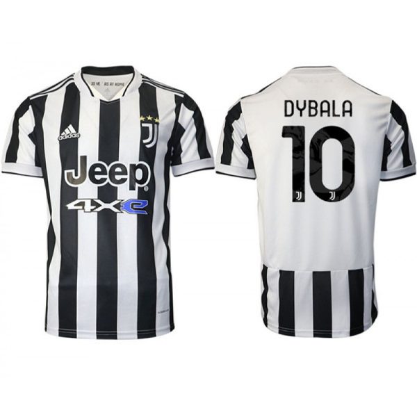 Men's Juventus #10  Paulo Dybala White/Black Home Soccer Jersey