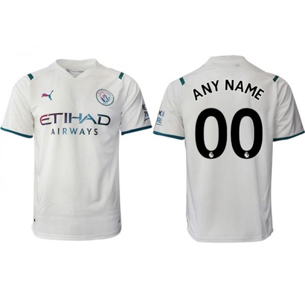 Men's Manchester City Custom 2021/22 White Away Jersey