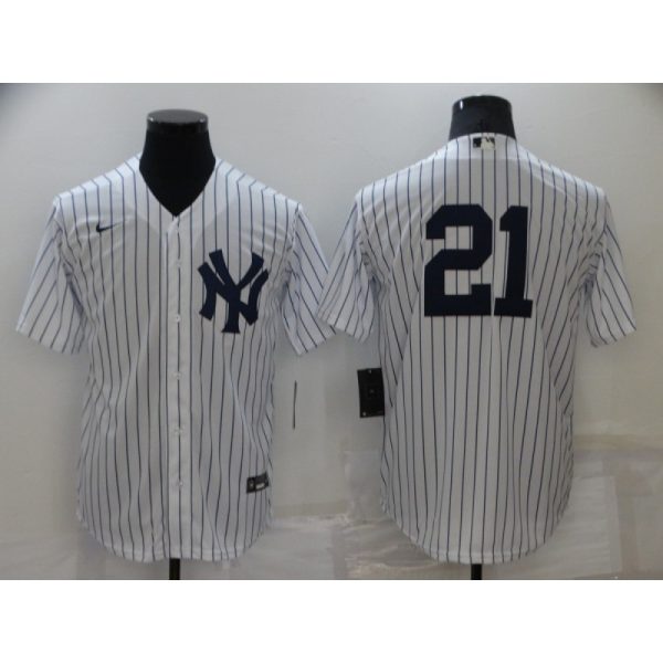 Men's New York Yankees #21  Paul O'Neill White Cool Base Stitched Baseball Jersey