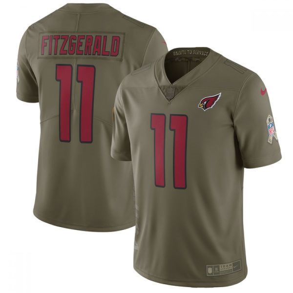 Men's  Arizona Cardinals #11 Larry Fitzgerald Olive Salute To Service Limited Stitched NFL Jersey