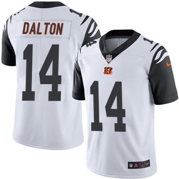 Men's  Bengals #14 Andy Dalton White Limited Rush Stitched NFL Jersey