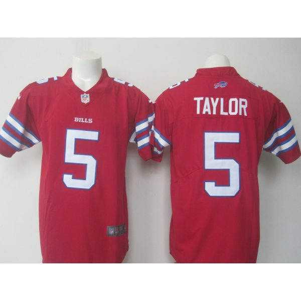 Men's  Bills #5 Tyrod Taylor Red Limited Rush Stitched NFL Jersey