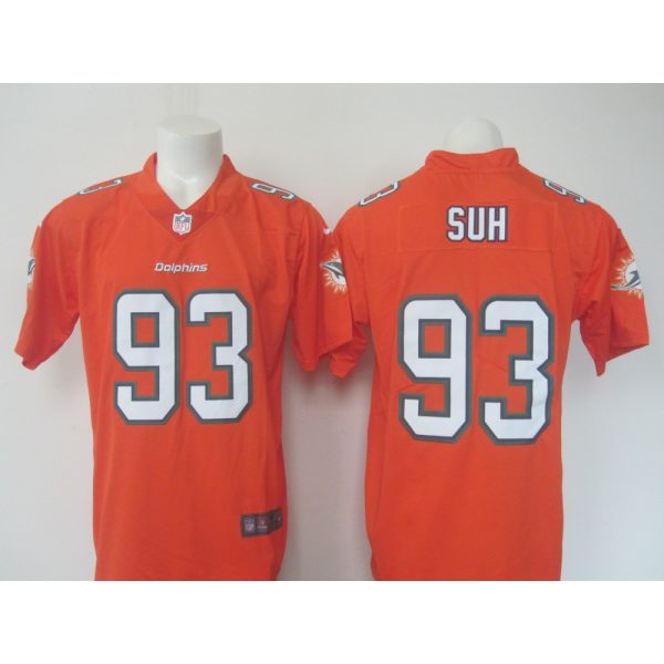 Men's  Dolphins#93 Ndamukong Suh Orange Limited Rush Stitched NFL Jersey