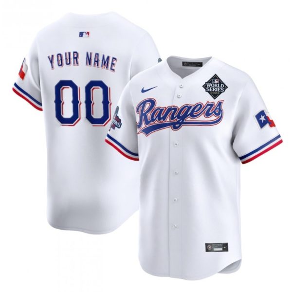 Men's Texas Rangers ACTIVE Player Custom White 2023 World Series Patch And Champions Patch Stitched Baseball  Jersey