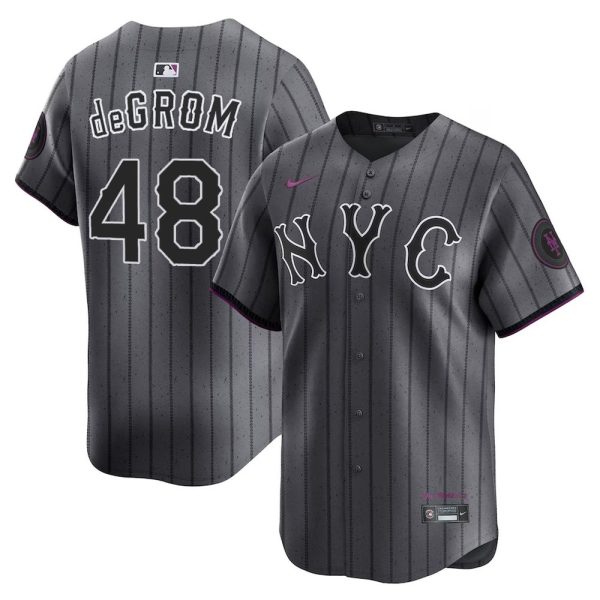 Men's New York Mets #48 Jacob deGrom  Graphite 2024 City Connect Limited Player Jersey