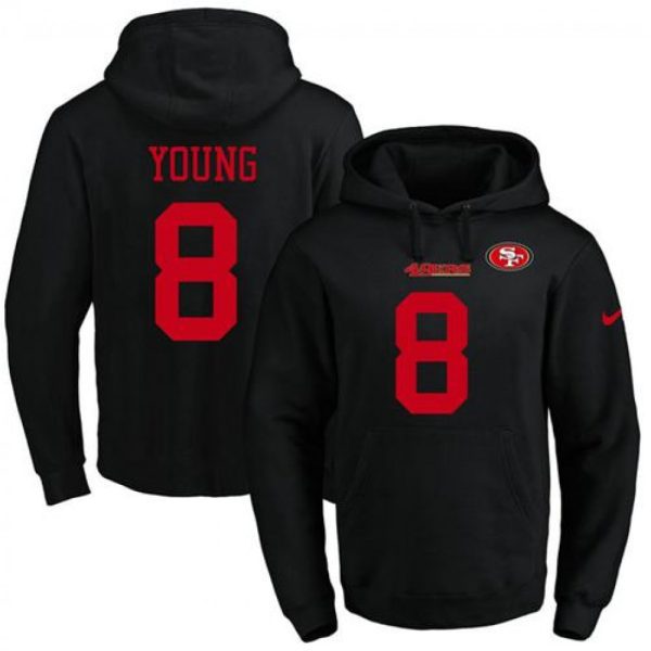 49ers #8 Steve Young Black Name & Number Pullover NFL Hoodie
