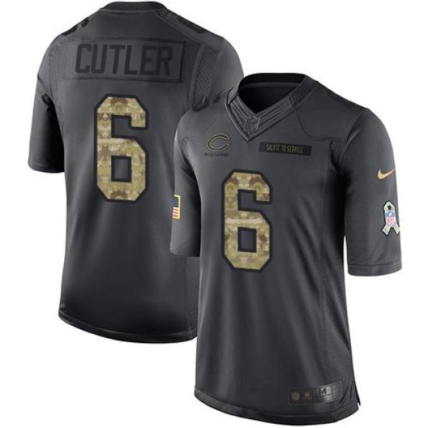 Bears #6 Jay Cutler Black Men's Stitched NFL Limited 2016 Salute to Service Jersey