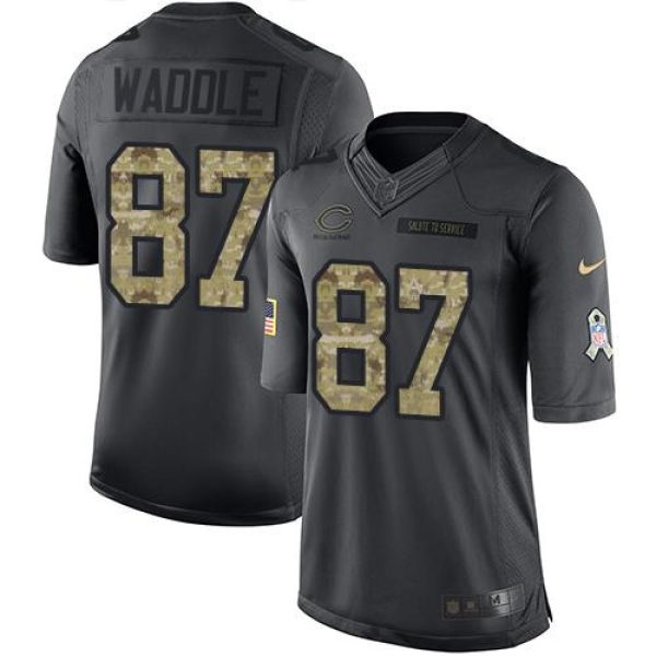 Bears #87 Tom Waddle Black Men's Stitched NFL Limited 2016 Salute to Service Jersey