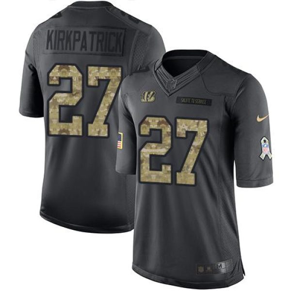 Bengals #27 Dre Kirkpatrick Black Men's Stitched NFL Limited 2016 Salute to Service Jersey