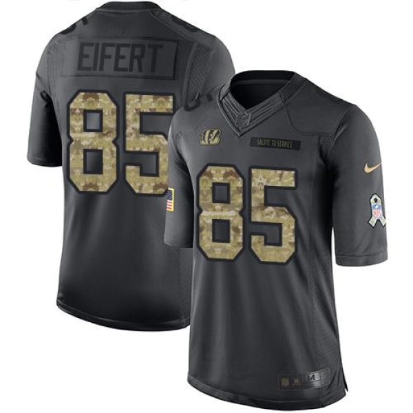 Bengals #85 Tyler Eifert Black Men's Stitched NFL Limited 2016 Salute to Service Jersey