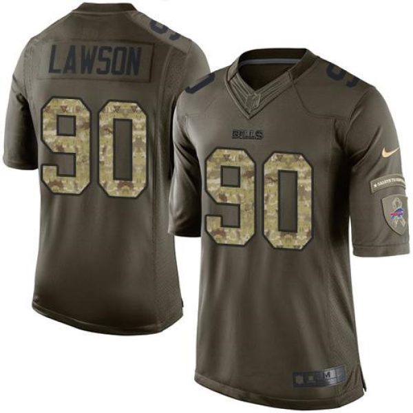 Bills #90 Shaq Lawson Green Youth Stitched NFL Limited Salute to Service Jersey