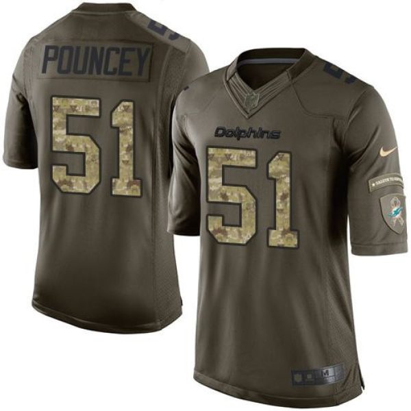 Dolphins #51 Mike Pouncey Green Men's Stitched NFL Limited Salute to Service Jersey