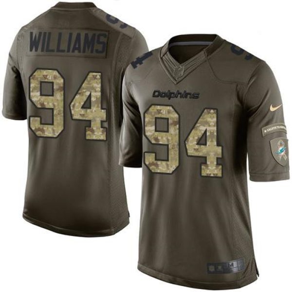 Dolphins #94 Mario Williams Green Youth Stitched NFL Limited Salute to Service Jersey