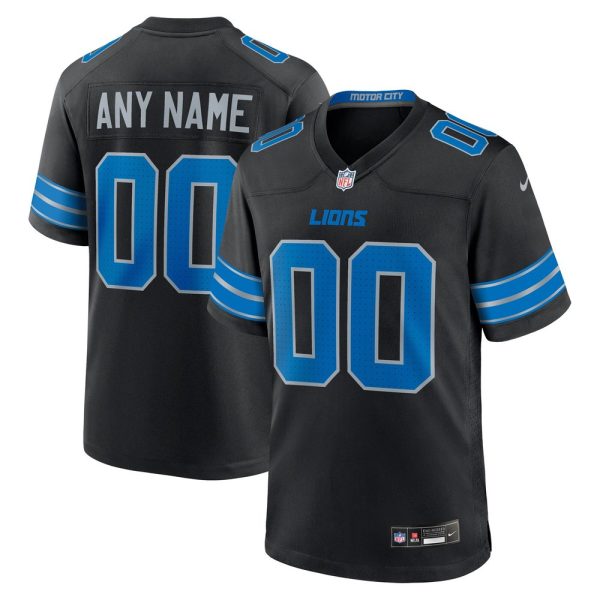 Men's Detroit Lions   Black Alternate Custom Game Jersey