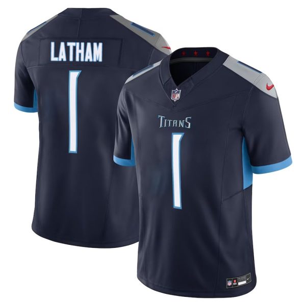 Men's Tennessee Titans JC Latham  Navy 2024 NFL Draft First Round Pick Player F.U.S.E. Vapor Untouchable Limited Stitched Football Jersey